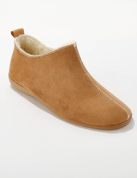 Chaussons bottillons fourrés, suédine (beige foncé) Chaussons bottillons fourrés, suédine (beige foncé)